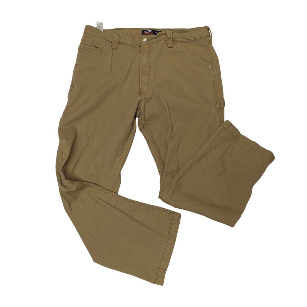 Levi Strauss Signature Workwear Carpenter Pants Men W40 L32 Khaki Utility Canvas